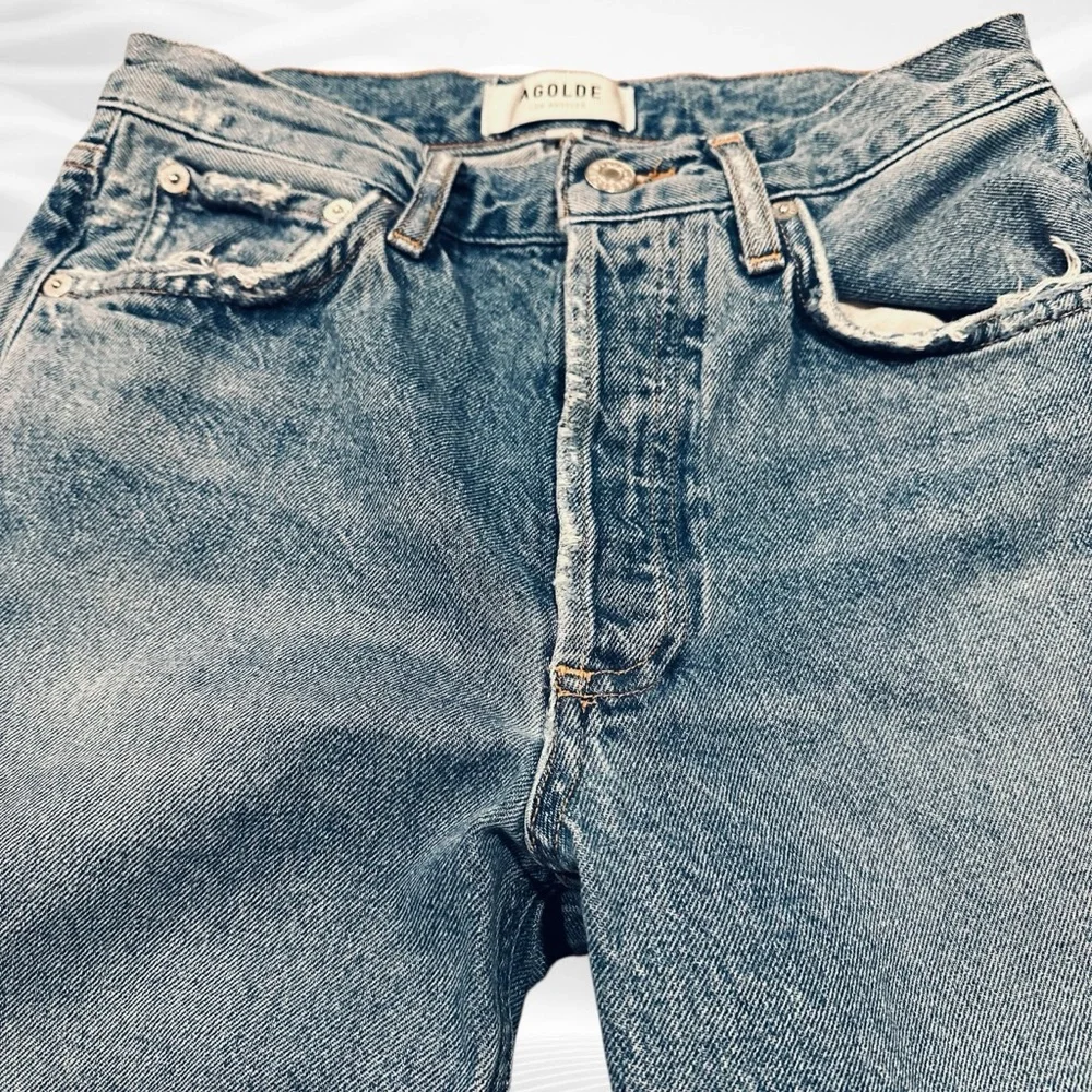 Agolde Jamie Feel Good Jeans Distressed‎ Button Fly Ankle Fray Sz 24X27